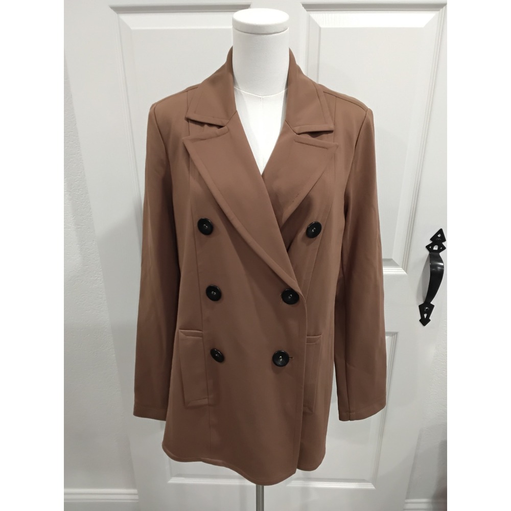 Tahari Women Brown Double Breasted Blazer Jacket Size 12